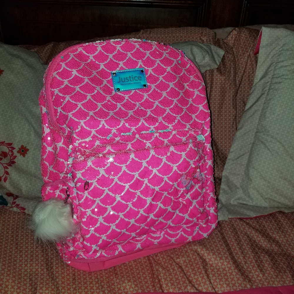 Justice Pink Sequin Backpack